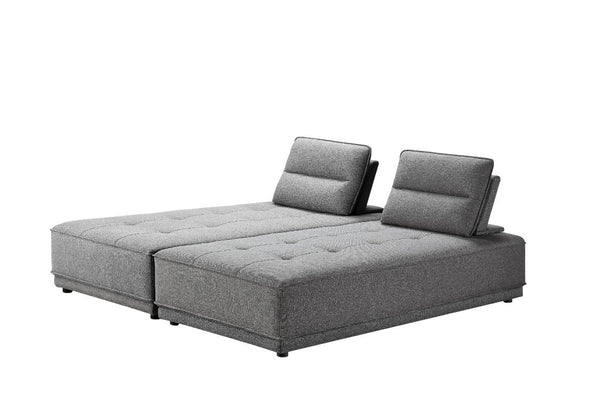 VIG Furniture Glendale Modular Two-Piece Sofa With Tufted Seats & Adjustable Weighted Backrests For Versatility Grey Sectional Sofa VGMBMB-1907-GRY