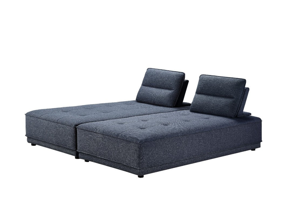 VIG Furniture Glendale Modular Two-Piece Sofa With Tufted Seats & Adjustable Weighted Backrests For Versatility Blue Sectional Sofa VGMBMB-1907-BLU