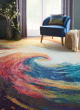 Nourison Celestial CES07 Machine Made Power-loomed Borderless Design Indoor Only Modern  Rug Wave, Multicolor 100% Polypropylene 99446338006