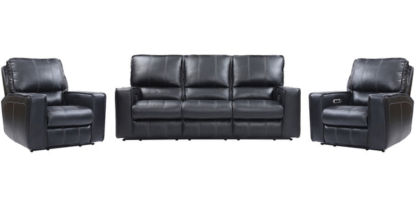 Parker House Rockford - Verona Black Power Reclining Sofa And Two Recliners Black Top Grain Leather With Match (X) Mroc-311ph-vbk