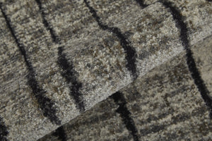 Feizy Rugs Kano Abstract Low Pile Area Rug - Distressed Design, Stain & Water Resistant, Ideal For Pets & Homes Gray,Black,Taupe Polypropylene,Polyester 86439lifivychlf05