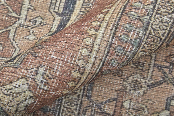 Feizy Rugs Percy Transitional Medallion Rug - Durable Machine Washable Design With Timeless Distressed Charm Orange,Brown,Taupe Polyester,Cotton,Viscose Prc39alfbrnrstf71