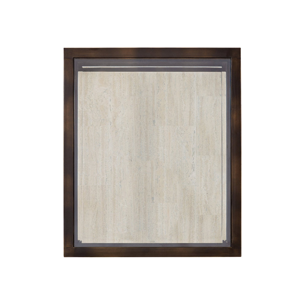 Bernhardt Bernhardt Modern Kinsley End Table With Bronze Glass Top, White Travertine Shelf & Casters For Luxe Style 533121