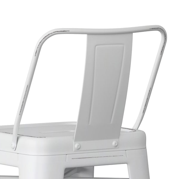 English Elm Rayne 24" Distressed White Metal Counter Height Stool Set Of 2 - Industrial Charm For Any Space B136P159478-GIGA