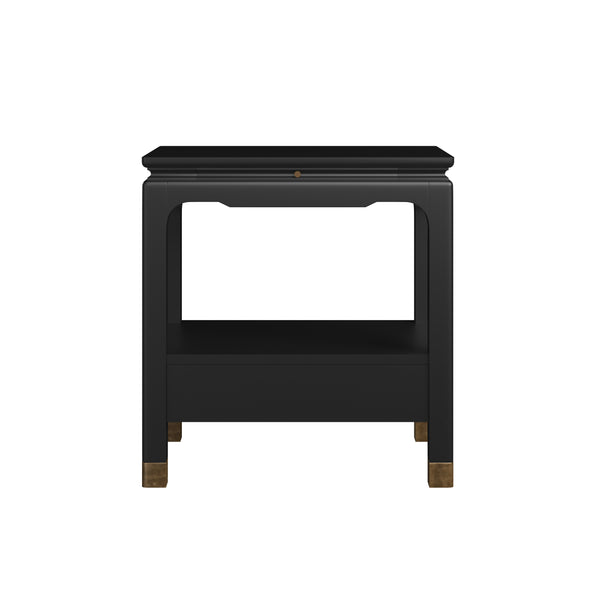 A.R.T. Furniture Eave Bedside Table - Elegant Traditional Nightstand With Asian Influence In Rich Ink Finish Black Material(S), Poplar And Parawood Solids 336140-1818