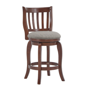Homelegance By Top-Line Redford Linen High Back Swivel Counter Height Stool Brown Rubberwood
