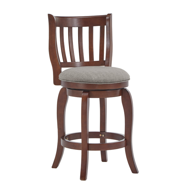 Homelegance By Top-Line Redford Linen High Back Swivel Counter Height Stool Brown Rubberwood
