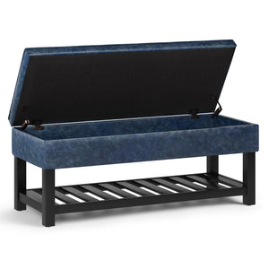 English Elm Cosmopolitan Storage Ottoman Bench - Stylish Denim Blue, Tufted Design With Hidden Storage Space B136P158561