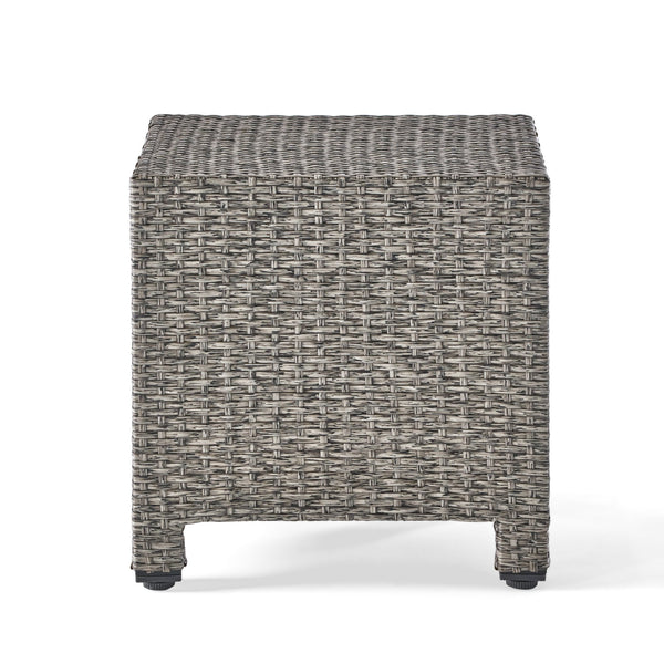 English Elm Puerta Outdoor Woven Rattan Cube Side Table Weather Resistant Patio Accent 61098.00MBK