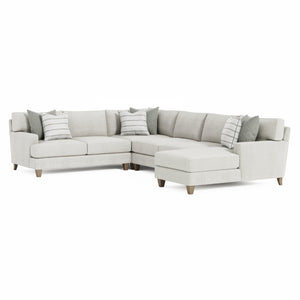 Bernhardt Bernhardt Mila 5-Piece Sectional With Right-Facing Chaise, Natural Fabric, Deep Seating Comfort And Sleek Tapered Legs - Made to Order Beige 137" W x 107" D x 33.5" H K1978
