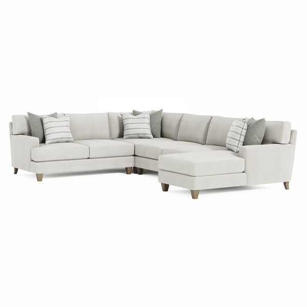 Bernhardt Bernhardt Mila 5-Piece Sectional With Right-Facing Chaise, Natural Fabric, Deep Seating Comfort And Sleek Tapered Legs - Made to Order Beige 137" W x 107" D x 33.5" H K1978