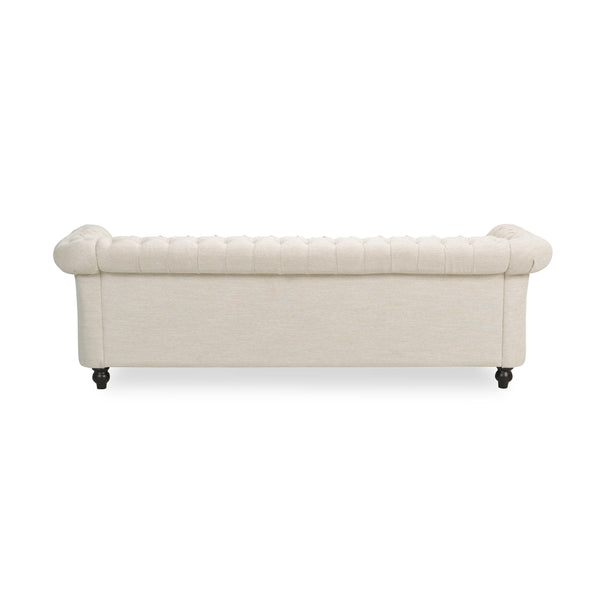 English Elm Sofa Chesterfield Three Seat Tufted Scrolled Arm Nailhead Living Room Formal Piece 68014.00FBGE
