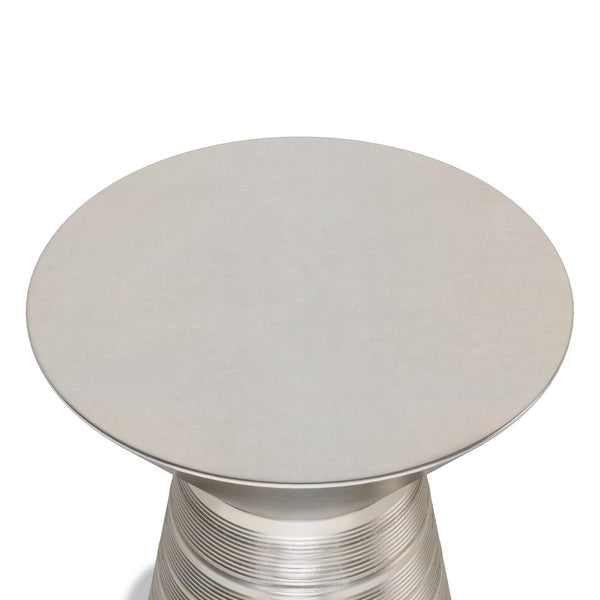 English Elm Sheridan Handcrafted Metal Accent Table with Aged Copper Finish, Circular Base Detail, 18" H Gray B136P158975