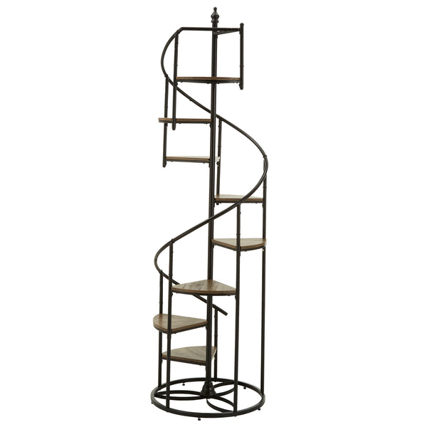 Homelegance By Top-Line Dimitri Black Finish Metal Spiral Staircase Display Shelf Black Metal