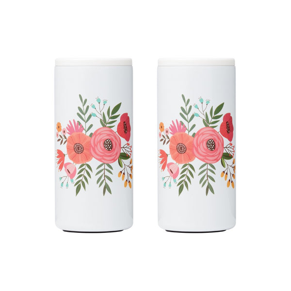 Lenox Cambridge Floral Insulated Slim Can Coolers, White, Set of 2 NO COLOR METAL E9198PCBWFDS