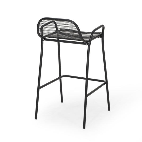 English Elm Christopher Knight Home® - BALTIMORE Linda Modern Iron Barstool Set of 2 Matte Black – Powder-Coated Mesh Seating, Durable Outdoor 디자인 65475.00BLK