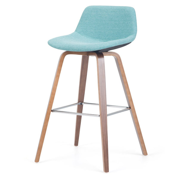 English Elm Randolph Mid-Century Modern Bentwood Bar Stools Set Of 2 - Stylish Aqua Upholstered Comfort & Durability B136P159440-GIGA