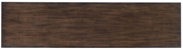 Hooker Furniture Melange Walnut Marquetry Four-Door Credenza With Gold Base, Media-Ready Storage & Brass Knobs 638-85520-85