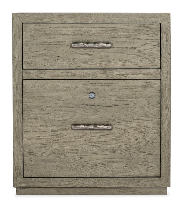 Hooker Furniture Linville Rustic-Mink File Cabinet With Locking Lower Drawer, Oak Veneer Grain & Antique Pewter Pulls 6150-10416-85