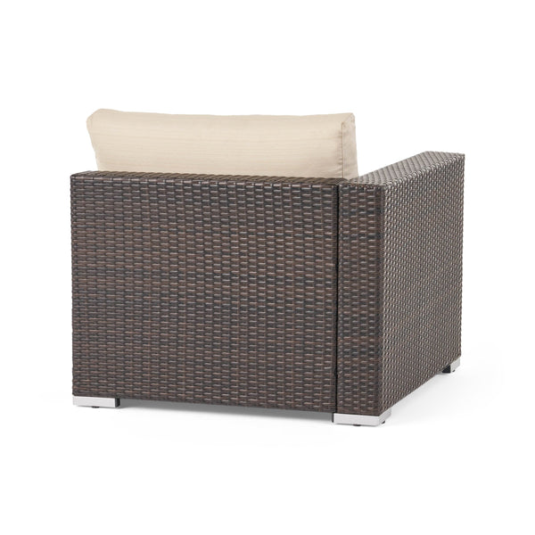 English Elm Christopher Knight Home® - SANTA SANTA ROSA Left Armchair in Grey Rattan with Aluminum Frame — Weatherproof, Modern Comfort Multi 65057.00ALUMBRN