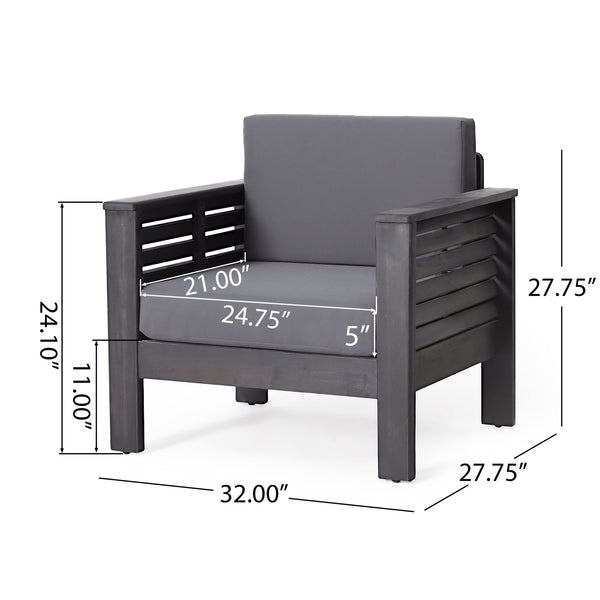 English Elm Christopher Knight Home® - Outdoor Acacia Wood Club Chairs with Water-Resistant Cushions, Durable Frame, Stylish Shutter Slat Design Grey 70692.00DGRY