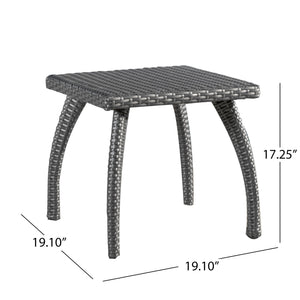 English Elm Christopher Knight Home® - HONOLULU Rattan Side Table with Powder-Coated Iron Frame – Compact 17.75" Square Accent Table, Stylish Grey 57555.00IRNGRY