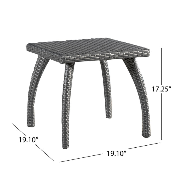 English Elm Christopher Knight Home® - HONOLULU Rattan Side Table with Powder-Coated Iron Frame – Compact 17.75" Square Accent Table, Stylish Grey 57555.00IRNGRY
