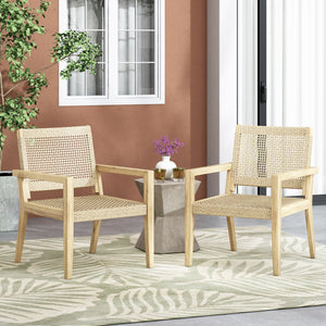 English Elm Christopher Knight Home® - Outdoor Wicker and Acacia Club Chairs Set of 2 - Transitional Flat Weave, Durable Acacia Frame, Breathable Mesh Seating 74228.00MLBRN