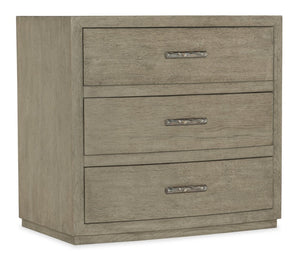 Hooker Furniture Linville Ashford Three-Drawer Nightstand In Mink Weathered Oak With Usb Charging, Self-Closing Drawers And Antique Pewter Pulls 6150-90216-85