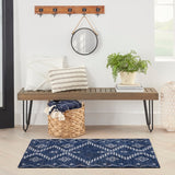 Nourison Brixton BRX01 Machine Made Loom-woven Tribal Border Indoor Only Modern & Contemporary Bohemian Rug Navy, Navy 64% Polyester,34% Cotton,2% Other 99446887214