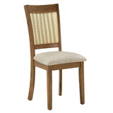 Homelegance By Top-Line Delroy Cane Accent Slat Back Dining Chairs (Set of 2) Oak Rubberwood