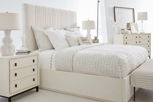 A.R.T. Furniture Blanc Contemporary Alabaster Bed With Vertical Channel Design - Elegant Comfort For Any Bedroom White Parawood Solids,Maple Veneers,Foam,Fabric 289125-1017