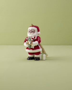 Lenox African American Santa With Pickle Ornament Red, IVORY PORCELAIN 896337