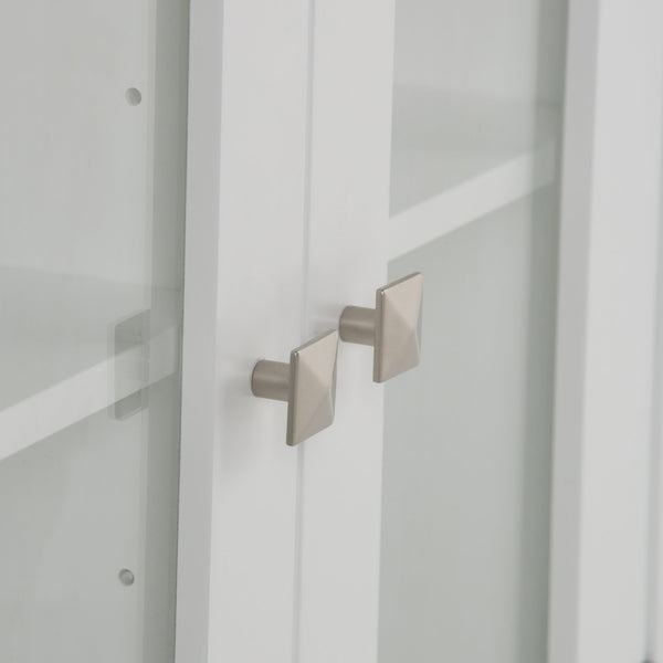English Elm Acadian Double Door Wall Cabinet – Contemporary Pure White Storage With Adjustable Shelves & Style B136P158498