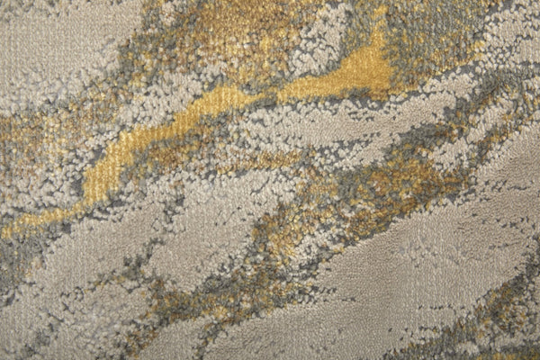 Feizy Rugs Waldor Modern Abstract Rug - Elegant High-low Pile Design For Chic Home Decor, Crafted In Turkey Gold,Ivory,Gray Polypropylene,Polyester 7353602fivy000i71