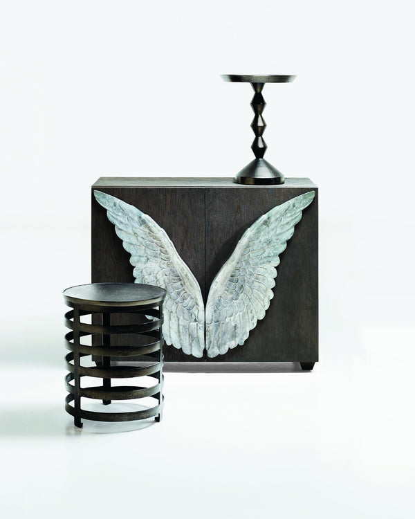 Bernhardt Bernhardt Apsley Sculptural Round Chairside Table — Textured Black Nickel Accent, Compact 16" X16" X20" 375161