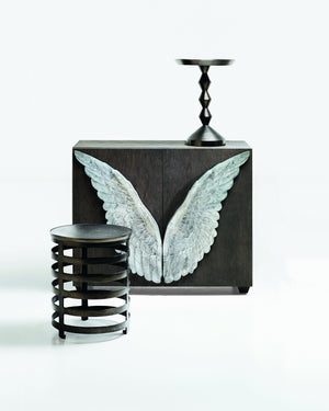 Bernhardt Bernhardt Mirabelle Cast Aluminum Round Chairside Table With Black Nickel Finish, Sculptural Pedestal (14.25"W X 20.25"H) 375162