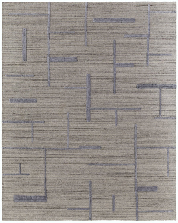 Feizy Rugs Longridge Hand Woven Geometric Design Rug - Luxurious High-low Pile For Modern Home Décor Ivory,Blue Viscose,Wool T09t8002bgeblue10