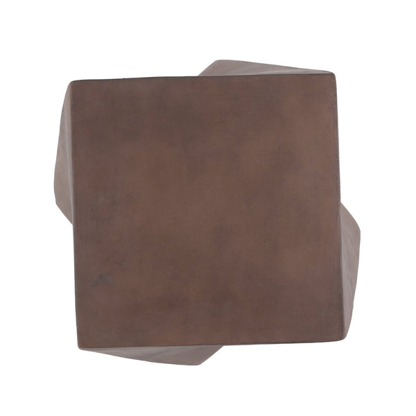 English Elm Outdoor Sculptural Twisted Cube Concrete Side Table for Patio Deck or Garden 73456.00
