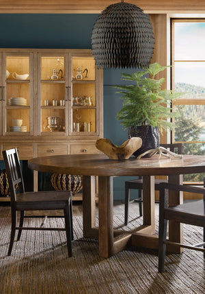 Hooker Furniture Driftwood Handcrafted 72-Inches Round Dining Table With Buckboard Finish, Rustic Pedestal For Gatherings Medium Wood 6820-75203-85