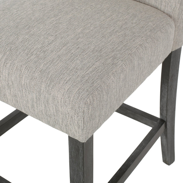 English Elm Christopher Knight Home® - Contemporary Button-Tufted Fabric Counter Stools Set of 2 with Espresso Legs, Waffle Stitch Comfort LIGHT GREY 71254.00LGRY