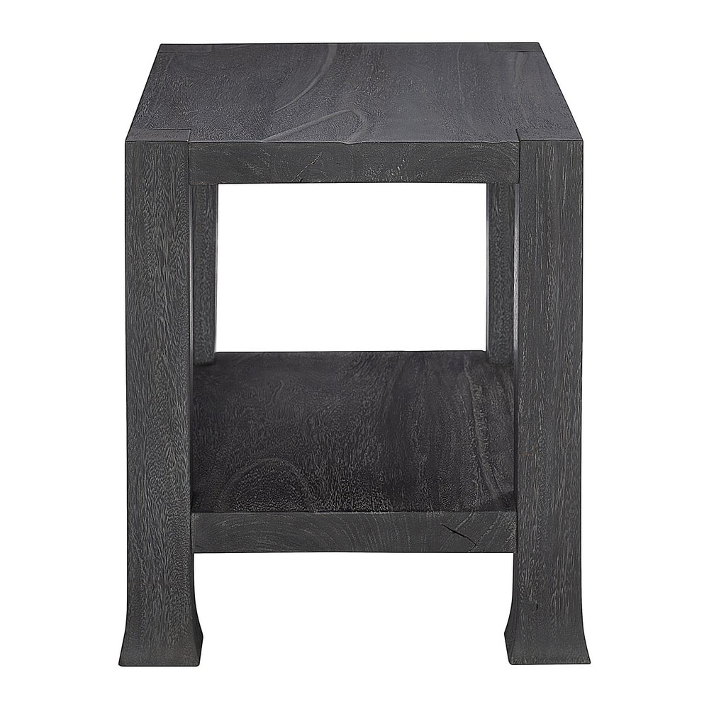 Bernhardt Bernhardt Berkely Carbonized Suar Side Table — Sculptural Planked Accent With Open Shelf, Adjustable Glides (24") 417121