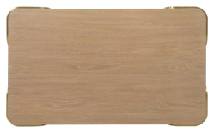 Hooker Furniture Banyon Banyon Bay Rectangle Cocktail Table → Desert Oak Wire-Brushed Top With Brushed Brass Supports, 50" 6081-80110-82