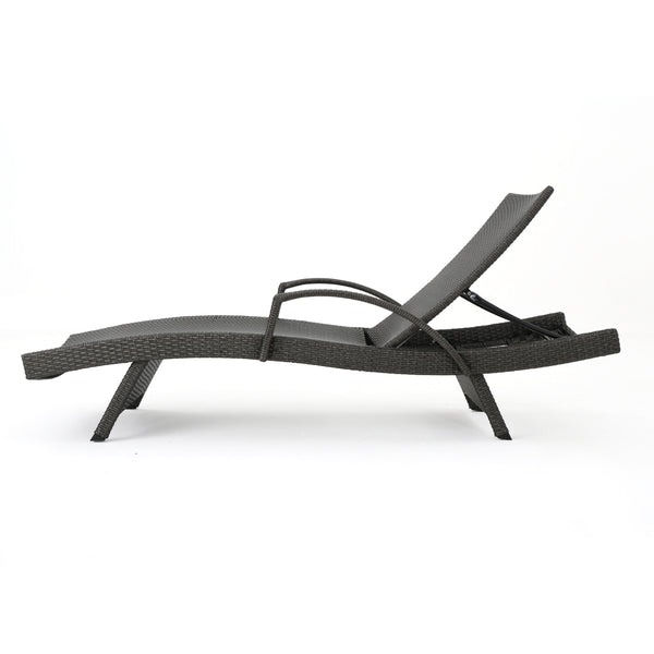 English Elm Christopher Knight Home® - Salem Pe Wicker Chaise Lounge - Adjustable Outdoor Comfort In Stylish Grey For Patios & Pools 52005.00ARMGRY