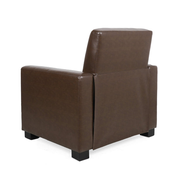 English Elm Christopher Knight Home® - RECLINER ergonomic PU leather lounge chair with plush padding and supportive design for home comfort and style Dark Brown 71978.00PUDBRN