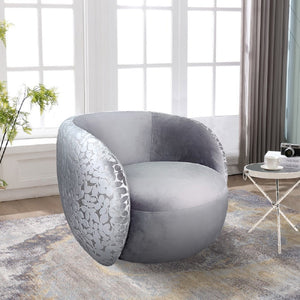 Pasargad Home Allure Modern Swivel Barrel Chair - Elegant Grey Design With Artisan Craftsmanship Grey Poly Fabric Pzw-991