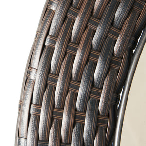 English Elm Christopher Knight Home® - FIGI Paea 27" Glass Table Brown Multi – Durable PE Wicker & Iron Bistro Table with Storage Basket 53082.00IRNKD