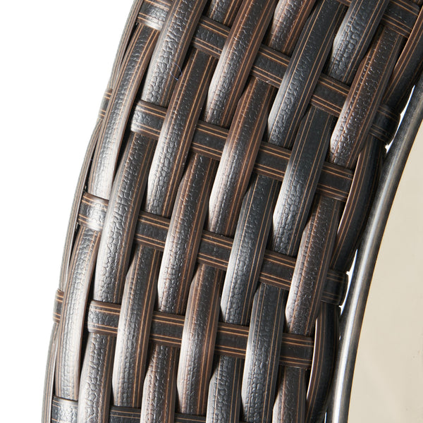 English Elm Christopher Knight Home® - FIGI Paea 27" Glass Table Brown Multi – Durable PE Wicker & Iron Bistro Table with Storage Basket 53082.00IRNKD