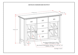 English Elm Artisan Solid Wood Sideboard Buffet: Elegant Black Finish, Ample Storage & Timeless Design For Home B136P158388