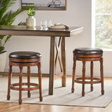 Christopher Knight Home® - Noble House - - Backless 25.5" Faux Leather Swivel Counter Stools, Set Of 2, Chocolate Brown